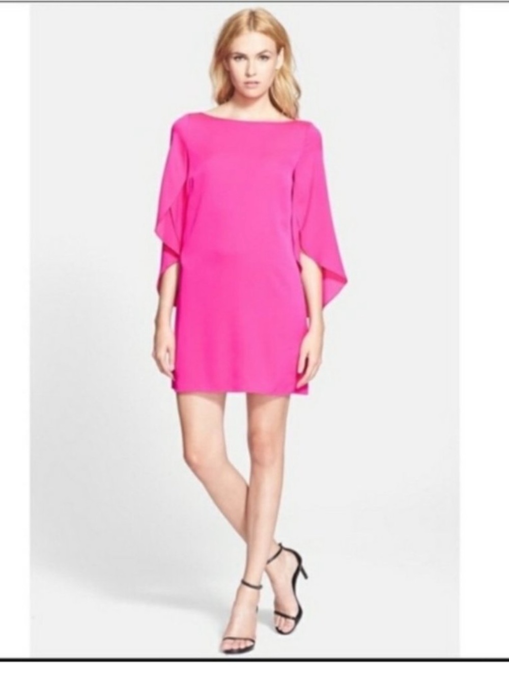 Milly Bright Pink Silk Butterfly-Sleeve Mini Dress size 8
